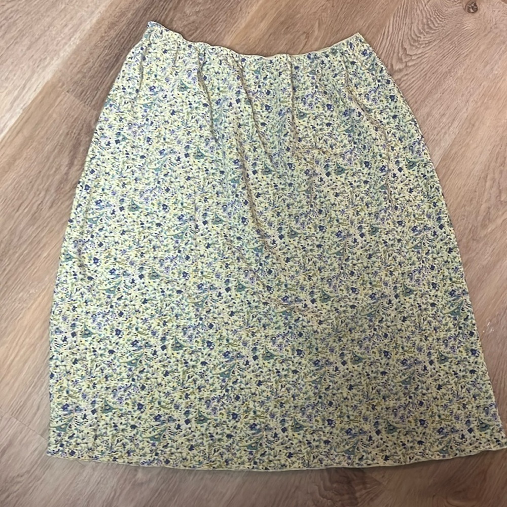 Vintage 90s Y2K A Line Flowy Paisley floral Pastel Green Slip Skirt Large